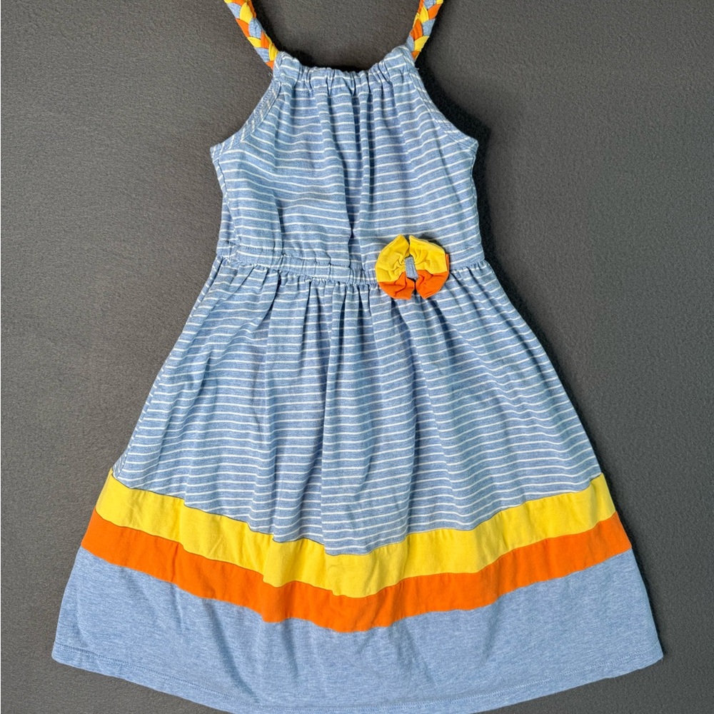 Jona Michelle Sleeveless Striped Blue and White Girls Summer Dress